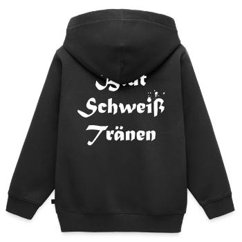 Sang sang sang larmes - Sweat Premium à capuche zippé enfant bio - noir - Dos - AI Model Kid Male (0cm)