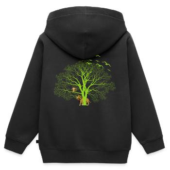 Magischer Baum - Kinder Premium Organic Zip Hoodie - Schwarz - Hinten - AI Model Kid Male (0cm)