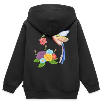 Nid de colibri - Sweat Premium à capuche zippé enfant bio - noir - Dos - AI Model Kid Male (0cm)