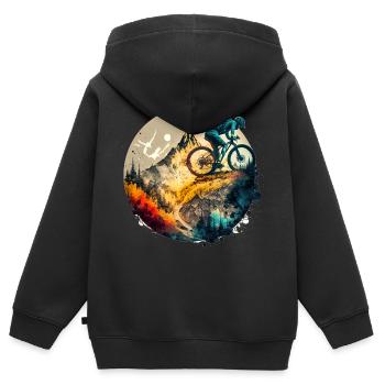 Mountainbike BMX MTB Fahrrad Street Trial Outdoor - Kinder Premium Organic Zip Hoodie - Schwarz - Hinten - AI Model Kid Male (0cm)