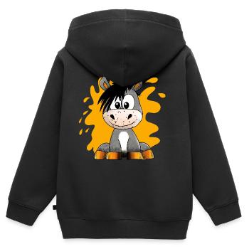 Niedliches Kleckse Pferd - Kinder Premium Organic Zip Hoodie - Schwarz - Hinten - AI Model Kid Male (0cm)