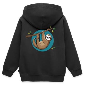 Fauli-Freund – Süßes Faultier für kleine Entdecker - Kinder Premium Organic Zip Hoodie - Schwarz - Hinten - AI Model Kid Male (0cm)