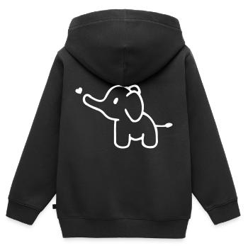 ELEFANT TIER DICKHÄUTER RÜSSEL ZOO BABY LIEBE HERZ - Kinder Premium Organic Zip Hoodie - Schwarz - Hinten - AI Model Kid Male (0cm)