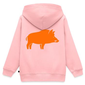 Wildschweinjäger - Kinder Premium Organic Zip Hoodie - Rosa - Hinten - AI Model Kid Female (0cm)