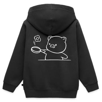 PORK COOK ANIMAL FRYING PAN FRIED EGG GASTRONOMY - Kids Premium Organic Zip-up Hoodie - black - Back - AI Model Kid Male (0cm)