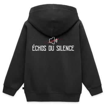Échos Du Silence - Sweat Premium à capuche zippé enfant bio - noir - Dos - AI Model Kid Male (0cm)