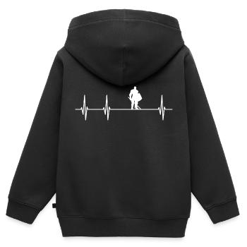 LARP Pouls pouls ECG - Sweat Premium à capuche zippé enfant bio - noir - Dos - AI Model Kid Male (0cm)