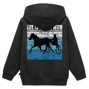 Life is better with Harness Racing Trotting Trot - Kids Premium Organic Zip-up Hoodie - black - Back - AI Model Kid Male (0cm)