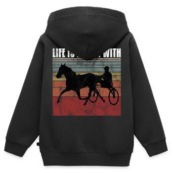Life is better with Harness Racing Trotting Trot - Kids Premium Organic Zip-up Hoodie - black - Back - AI Model Kid Male (0cm)