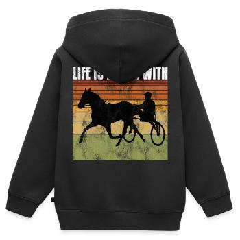 Life is better with Harness Racing Trotting Trot - Kids Premium Organic Zip-up Hoodie - black - Back - AI Model Kid Male (0cm)