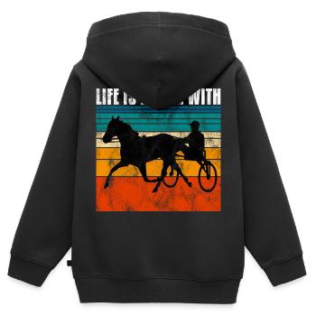 Life is better with Harness Racing Trotting Trot - Kids Premium Organic Zip-up Hoodie - black - Back - AI Model Kid Male (0cm)