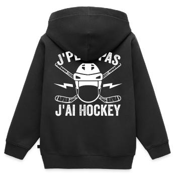 Ich kann nicht, ich habe eine originelle Hockey-Geschenkidee - Kinder Premium Organic Zip Hoodie - Schwarz - Hinten - AI Model Kid Male (0cm)