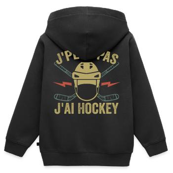 Ich kann nicht, ich habe eine originelle Hockey-Geschenkidee - Kinder Premium Organic Zip Hoodie - Schwarz - Hinten - AI Model Kid Male (0cm)