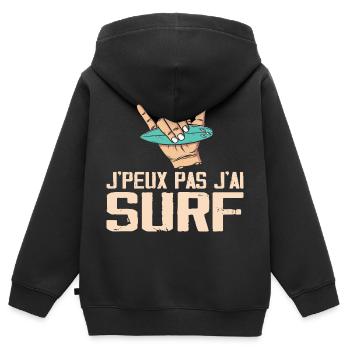 Ich kann nicht surfen - Kinder Premium Organic Zip Hoodie - Schwarz - Hinten - AI Model Kid Male (0cm)