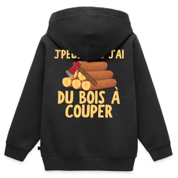 J peux pas j ai du bois à couper - Sweat Premium à capuche zippé enfant bio - noir - Dos - AI Model Kid Male (0cm)