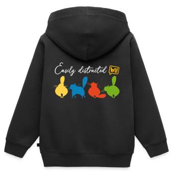 Ich bin verrückt nach Katzen Hauskatzen Wildkatzen - Kinder Premium Organic Zip Hoodie - Schwarz - Hinten - AI Model Kid Male (0cm)