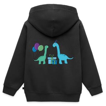 Dino Saurier Party Langhals - Kinder Premium Organic Zip Hoodie - Schwarz - Hinten - AI Model Kid Male (0cm)