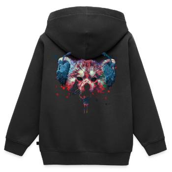 Creepy Halloween Red Panda avec un casque - Sweat Premium à capuche zippé enfant bio - noir - Dos - AI Model Kid Male (0cm)