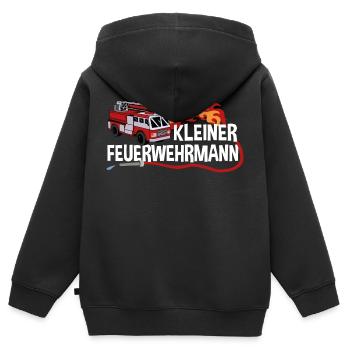 Kleiner Feuerwehrmann Kinder Feuerwehrauto Feuer - Kinder Premium Organic Zip Hoodie - Schwarz - Hinten - AI Model Kid Male (0cm)