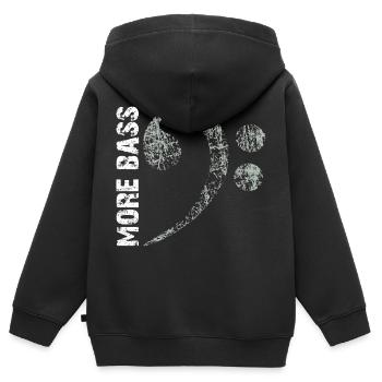 Plus de basses s’il vous plaît, grosse clé de fa - Sweat Premium à capuche zippé enfant bio - noir - Dos - AI Model Kid Male (0cm)