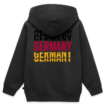 Germany Deutschland Schriftzug Nationalmannschaft - Kinder Premium Organic Zip Hoodie - Schwarz - Hinten - AI Model Kid Male (0cm)