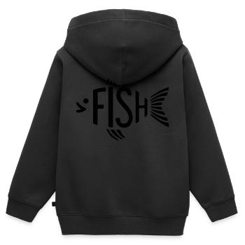 Fisch Knochen Skelett Fischgräte Angeln - Kinder Premium Organic Zip Hoodie - Schwarz - Hinten - AI Model Kid Male (0cm)