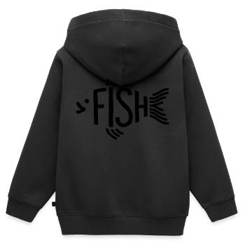 Fisch Knochen Skelett Fischgräte Angeln - Kinder Premium Organic Zip Hoodie - Schwarz - Hinten - AI Model Kid Male (0cm)