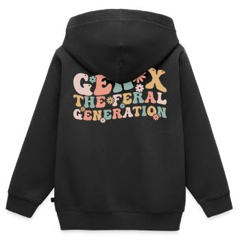 Gen X The Feral Generation Funny Generation X - Sweat Premium à capuche zippé enfant bio - noir - Dos - AI Model Kid Male (0cm)