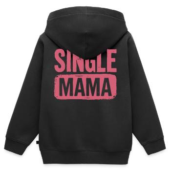 Dicton Single Mama Power - Sweat Premium à capuche zippé enfant bio - noir - Dos - AI Model Kid Male (0cm)