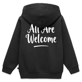 All Are Welcome - Kids Premium Organic Zip-up Hoodie - black - Back - AI Model Kid Male (0cm)