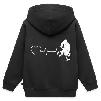 Eishockey im Herzschlag Style für Kinder - Kinder Premium Organic Zip Hoodie - Schwarz - Hinten - AI Model Kid Male (0cm)