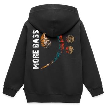 Plus de basses s’il vous plaît, grosse clé de fa - Sweat Premium à capuche zippé enfant bio - noir - Dos - AI Model Kid Male (0cm)