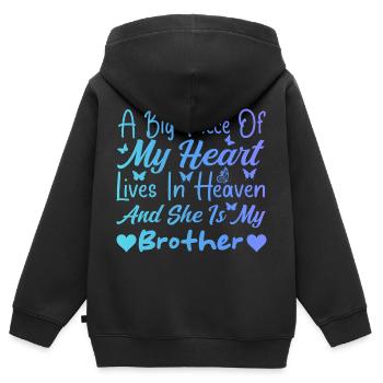 I miss My Brother In Heaven Tees For Boys Girl - Sweat Premium à capuche zippé enfant bio - noir - Dos - AI Model Kid Male (0cm)