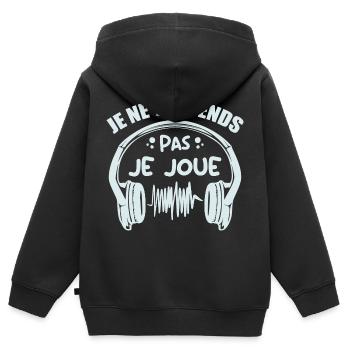Je Ne T'entends Pas Je Joue - Sweat Premium à capuche zippé enfant bio - noir - Dos - AI Model Kid Male (0cm)