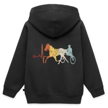 Traber Trabrennen in retro oder vintage Style - Kinder Premium Organic Zip Hoodie - Schwarz - Hinten - AI Model Kid Male (0cm)