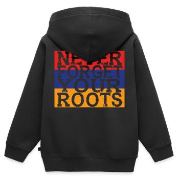 never forget roots home Armenien - Kinder Premium Organic Zip Hoodie - Schwarz - Hinten - AI Model Kid Male (0cm)