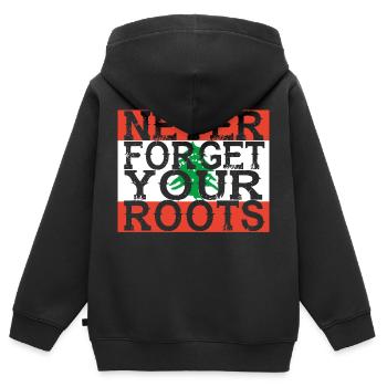 never forget roots home Libanon - Kinder Premium Organic Zip Hoodie - Schwarz - Hinten - AI Model Kid Male (0cm)