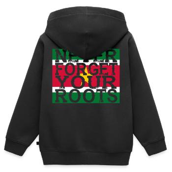 never forget roots home Suriname - Kids Premium Organic Zip-up Hoodie - black - Back - AI Model Kid Male (0cm)