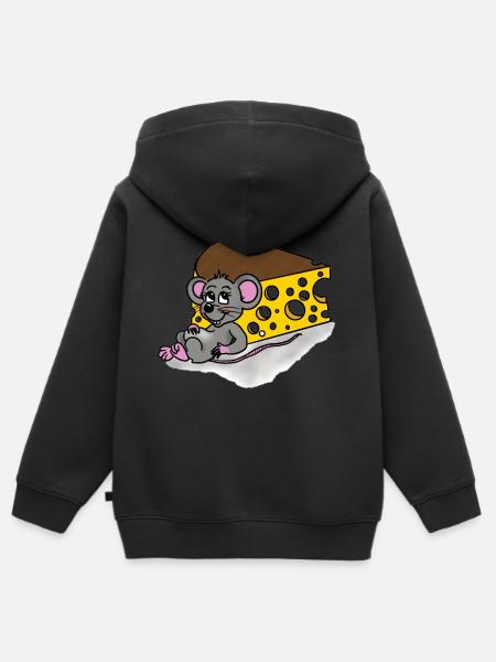 Mouse and cheese - Kids Premium Organic Zip-up Hoodie - black