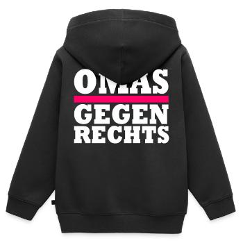 Omas gegen Rechts - Kinder Premium Organic Zip Hoodie - Schwarz - Hinten - AI Model Kid Male (0cm)