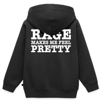 Rage Makes Me Feel Pretty, Humor Saying, Sarcastic - Sweat Premium à capuche zippé enfant bio - noir - Dos - AI Model Kid Male (0cm)