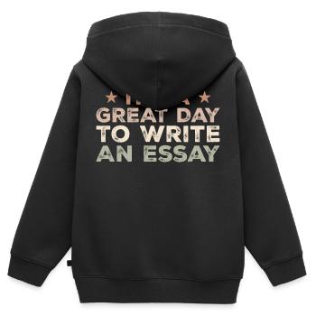 Es ist ein guter Tag, um einen Aufsatz zu schreiben Englischlehrer - Kinder Premium Organic Zip Hoodie - Schwarz - Hinten - AI Model Kid Male (0cm)