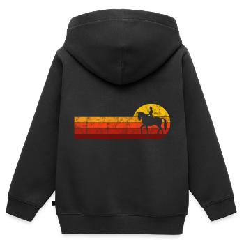 Dressurreiten Dressurreiter Reiten Reiter Pferd - Kinder Premium Organic Zip Hoodie - Schwarz - Hinten - AI Model Kid Male (0cm)