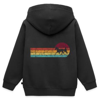 Trotteur trotter dans un style rétro ou vintage - Sweat Premium à capuche zippé enfant bio - noir - Dos - AI Model Kid Male (0cm)
