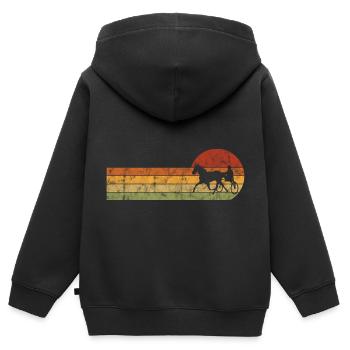 Trotter courses de trot dans un style rétro ou vintage - Sweat Premium à capuche zippé enfant bio - noir - Dos - AI Model Kid Male (0cm)