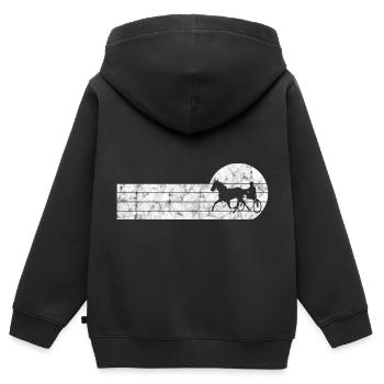Trotter courses de trot dans un style rétro ou vintage - Sweat Premium à capuche zippé enfant bio - noir - Dos - AI Model Kid Male (0cm)