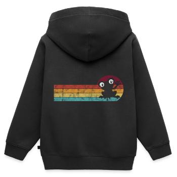 Frog Frogs Cadeau pour enfants Drôle Drôle - Sweat Premium à capuche zippé enfant bio - noir - Dos - AI Model Kid Male (0cm)
