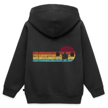 Musculation Bodybuilder GYM Fitnessstudio Retro - Sweat Premium à capuche zippé enfant bio - noir - Dos - AI Model Kid Male (0cm)