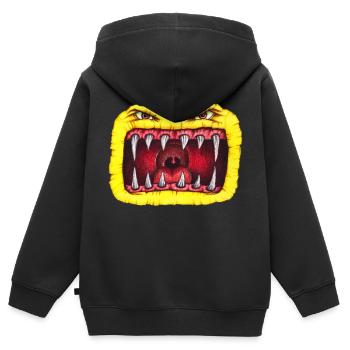 Monster mit Zähnen gelb - Kinder Premium Organic Zip Hoodie - Schwarz - Hinten - AI Model Kid Male (0cm)