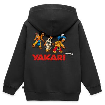Yakari auf Fährtensuche - Kinder Premium Organic Zip Hoodie - Schwarz - Hinten - AI Model Kid Male (0cm)